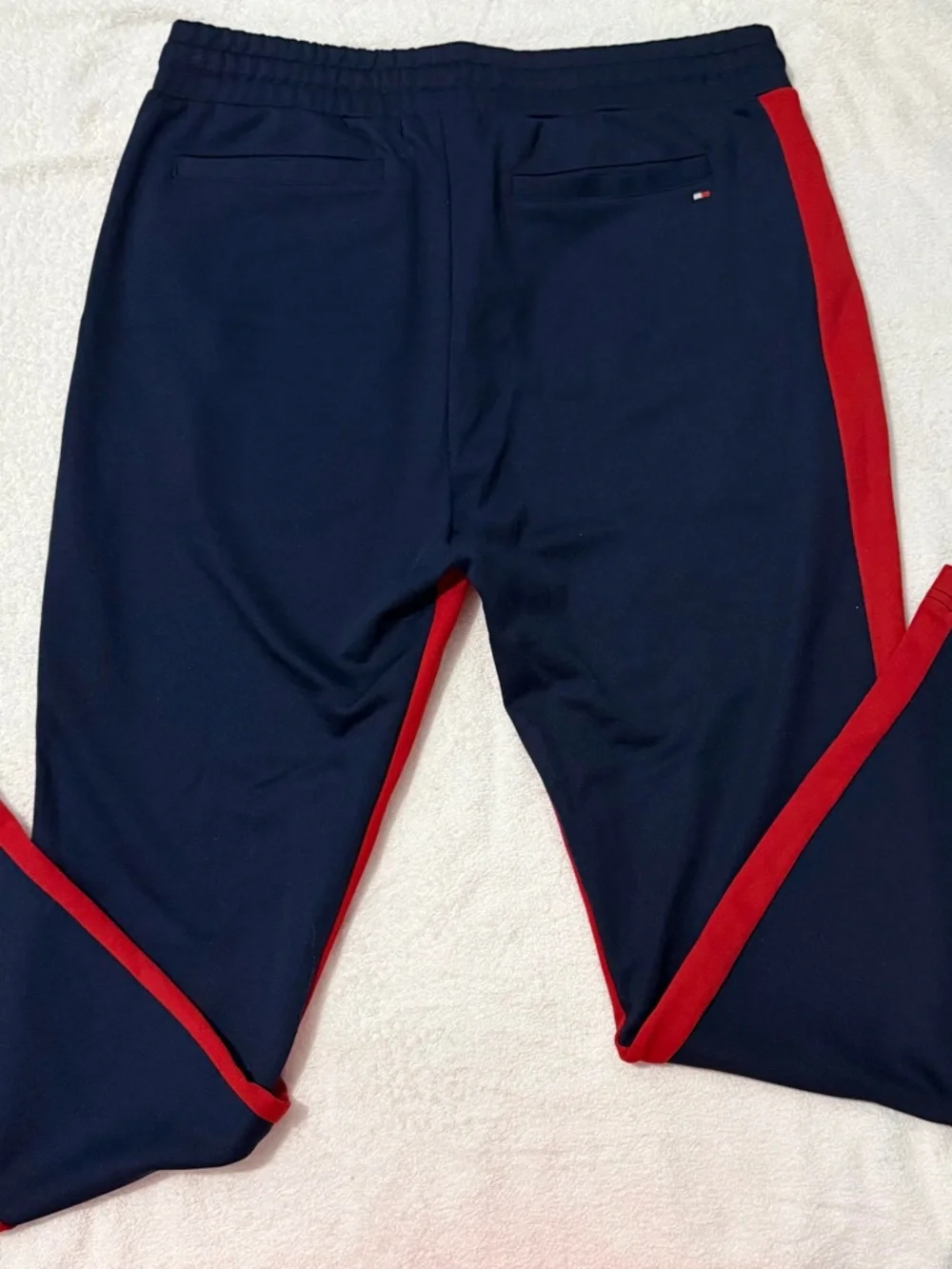 Tommy Hilfiger Navy Joggers with Red Side Stripe - Picture 2 of 4
